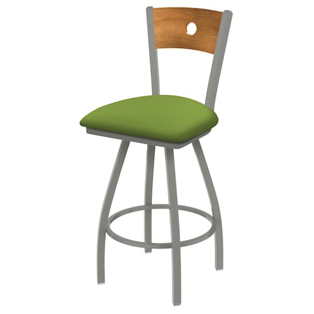 Holland Bar Stool Co 25" Swivel Counter Stool, Nickel Finish, Med Back, Canter Green Seat X830